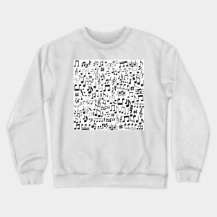 Random black music notes on white background Crewneck Sweatshirt